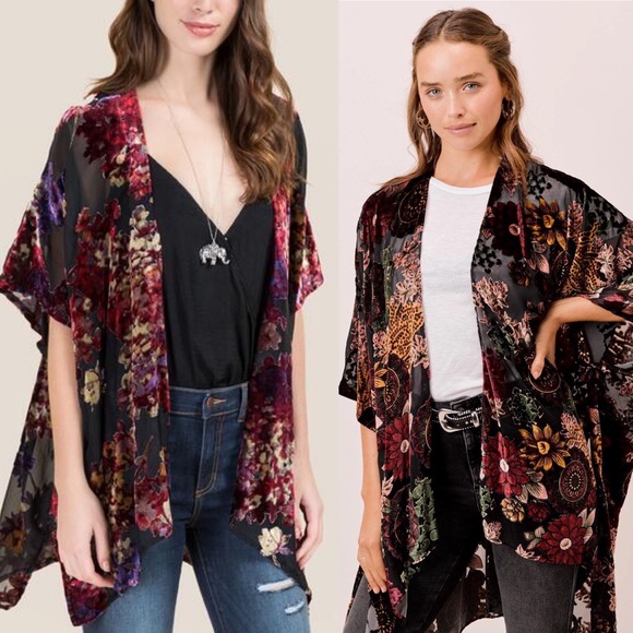 Hillary Scott Sweaters - HILLARY SCOTT•la bellum open front multi color burnout velvet ruana NWT